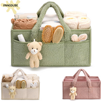 PANGDUBE Baby Diaper Caddy Organizer, Plush Diaper Stackers & Caddies, Teddy Bear Diaper Storage Basket, Nappy Bag for Newborn