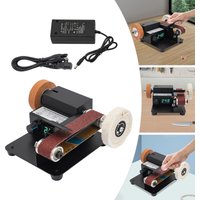 350 W elektrischer Mini-Bandschleifer mit LCD-Display-Typ und 10 x Schleifbändern, 0–10.000 U/min, zum Schleifen und Polieren von Metall, 16 x 14 x 9 cm