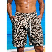 2026 Summer Men Board Surf Shorts leopard Print Vacation Trunks Drawstring Elastic Quick Dry Hawaiian Beach Shorts Men shorts