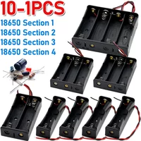 10-1pcs 1 2 3 4 Slot Plastic 18650 Battery Holder with Wire Lead Black 18650 Battery Storage Box Case for 18650 3.7V Battery