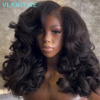 400 Density Kinky Straight Super Double Drawn Glueless Wigs Bouncy Curly Human Hair 13x6 HD Lace Frontal Wear And Go HD Lace Wig