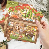 1Set DIY 3D Cat Hut Landscaping Miniature Sticker Cozy Cat Home Decal Decorative Pet Theme Wall Art Relief Stress Pass The Time