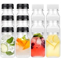 4 Pcs Plastic Juice Bottles 120ML/150ML Transparent Clear Drink Containers Tamper Proof Lids Empty Square Split Beverage Bottle
