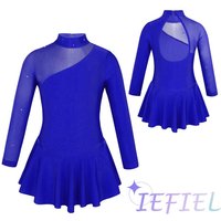 Girls Figure Skating Lyrical Dance Unitard Ballet Gymnastics Acrobatics Performance Tulle Dress Sparkly Leotard Jazz Dance Wear