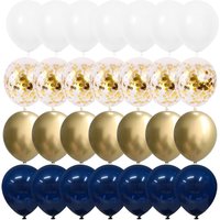 12inch 50pcs white night blue and gold balloon set, suitable for weddings, birthdays,engagement parties, family gatherings