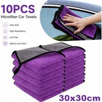 10Pcs Microfiber Car Cleaning Towels Soft Polyester Cloth Thick Absorbent Lint Free for Washing Drying Waxing Detailing Car Care