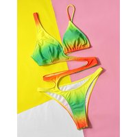sexy tie dye print bandage swimsuit one piece irregular hollow Bikinis Swimwear Swimsuits beach outfits bodysuit biquini tankini