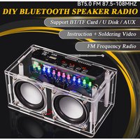 DIY BT Speaker Kit with FM Radio 87.5-108MHZ DIY Soldering Project Practice Solder Assembly U Disk TF Electronic Kit