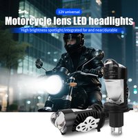 2x H4 LED Motorcycle Headlight Bulbs Super Bright Spotlight 12V Hi/Lo Beam Lamp DRL Projector Lens Plug And Play Turbo Fan Lamp