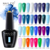 NAILCO 15ml Nail Gel Polish Manicure Semi Permanent Blue Colors Gels Varnish Hybrid UV Gel Nail Polish Primer Top Coat Nails Art