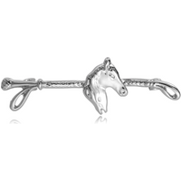 Exquisite Metal Horsehead Whip Brooch Zodiac Horse Metal Long Brooch Men's and Women's Coat Animal Collar Decoration image 3