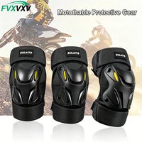 1Pair Electric Bike Motorcycle Knee Shin Guard Pads Black Adjustable Knee Elbow Guards Pads Protector Armor for Motocross Racing