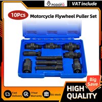 Podofo 10-teiliges Universal-Schwungradabzieher-Set, Schwungrad-Reparaturwerkzeug-Kit mit Aufbewahrungsbox für Motorrad und Auto