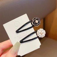 2/6Pcs Elegant Camellia Hair Clips Versatile Fashion Side Bangs Barrettes With Floral Design For Stylish Hairdos Hair Accessor