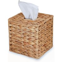 Water Hyacinth Handwoven Tissue Box Cover,Natural Handmade Wicker Napkin Box Holder,Handcrafted Square Facial Tissue,Boho Decor