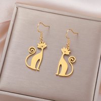 Unift Sassy Kitten Cat Charms Earrings for Women Stainless Steel Dangle Earring Lovely Jewelry Ear Piercing Pet Lover Gift image 4