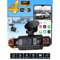 4Ch WiFi Dashcam car camera Black Box Driving DVR FHD 1080P Front Left Right Rear Night Vision Loop Recording Hardwire kit