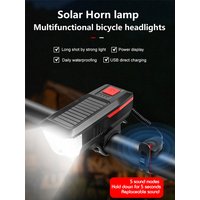 AliExpress NONE 3 Modes Solar Bicycle Front Light With Horn USB Rechargeable Led Mountain Bicycle Lamp Bell Headlight Bike Light
