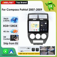 4G 8-Kern Android Autoradio für Jeep Compass Patriot 2007 2008 2009 Carplay für Apple 2DIN 360-Grad-Kamera RDS DSP Intelligentes Display 10,1" 7862 Head Unit