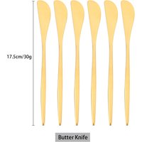 6Pcs Gold Butter Knife Pizza Cheese Dessert Knife Stainless Steel Cutlery Cream Knives Breakfast Toast Bread Knife Kichen Tools