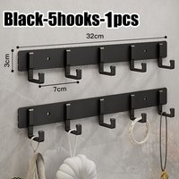 Space Aluminum Black Hook Bathroom Towel Hook Living Room Door Back Clothes Hook Simple Black Storage Hook To Save Space