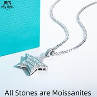 AnuJewel Moissanite Rock Star Pendant Hip Hop Necklace 925 Sterling Silver Chain 60 Cm Dope Gifts for Men Statement Jewelry