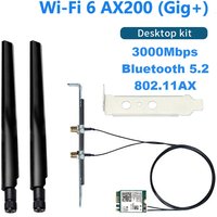 WiFi 6 Dual band 3000Mbps AX200 Card M.2 Desktop Kit 2.4G/5G Bluetooth 5.2 802.11ax AX200NGW Wireless Adapter