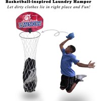 Over-Door Basketball Laundry Hamper Sports-Inspired Basketball Hamper for Clothes or Silent Foam Basketball Slam Dunk Fun Hamper