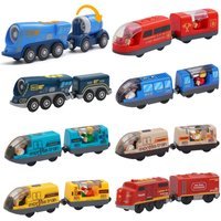 Battery Operated Locomotive Electric Train Set Diecast Magnetic Locomotive Slot Toy Fit For Wooden Rail Track Toys Wooden Train