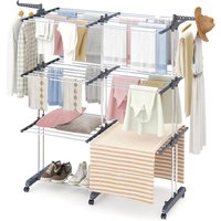 Large Indoor Clothes Drying Rack with Rolling Casters for Easy Storage and Large Hanging Space