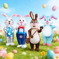 Easter Bunny Clown Adult Inflatable Costume - Funny Cute Rabbit Cosplay for Halloween Purim and Glamorous Mascot Attire