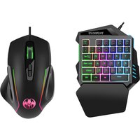 One-Handed RGB Gaming Keyboard with Mouse 6400 DPI USB Wired 35 Keys Combo Converter for Xbox One PS4 Switch PS3 PC