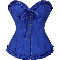 Royal Blue Ruffled Boned Bustiers & Corsets Gothic Top Sexy Woman Steampunk Clothes Vintage Corset Victorian Burlesque Costumes