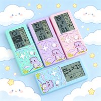 Pastel Color Dinosaur Pattern Tetris Brick Game Console Nostalgic Electronic Handheld Game Player Casual Portable Gaming Machine