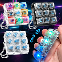 4/9 Keys Illuminated Keyboard Keychain Finger Button Anti Stress Keycap for Office Home Adults Kids Decompression Clicker