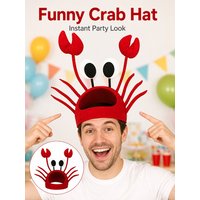 1/2/3PCS Funny Red Crab Hat Adult Plush Lobster Headwear Party Costume Photo Prop Halloween Beach Cosplay Cap