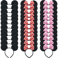 3/6/12pcs/lot Girls Mouse Ears Solid Bow Ears Headband for Birthday Party Supplies and Mouse Themed Costume Cosplay Decoration image 4