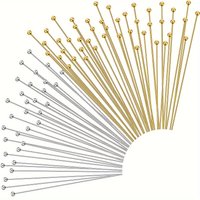 100pcs Gold Silver 20-75mm Head Ball Shaped Pin Eye Pin Used for Making Earrings, Bracelets, Jewelry Accessories