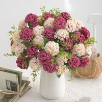 10 Heads Realistic Artificial Hydrangea Bouquet Faux Hydrangea Flowers for Home Garden Wedding Decoration Supplies