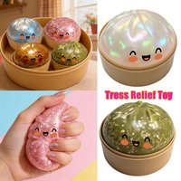 Cute Simulation Bun Squishy Toy Soft Baozi Pinch Stress Relief Anti Stick Hand Fun Pocket Pal Sensory Fidget Toy Kids Adults