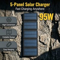 95W 1PC Five-Fold Solar Panel, Durable Packaging, Mountaineering, Camping, Fishing, Outdoor Emergency Power Generation