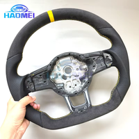 Perforated semi Alcantara leather sports steering wheel for Volkswagen Golf MK7 7.5 GTI GTD GTE R Polo Rline, yellow line