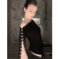 Slim Fit Long Sleeve T-Shirt Women's Fashion Design Sensation Trendy Waist-Cinching Top for Autumn New Arrival