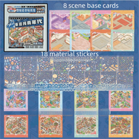 Childhood Series Miniature Scene Sticker PET Die-cut Landscape Scene Sticker Book 8 Scenes Mini Scenery Stickers Holiday Gifts