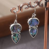 1pair of Dazzling Geometric Teardrop-shaped Earrings, Silvery Color Retro Art Earrings, and Elegant Ethnic Accessories for Women