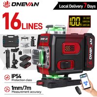 ONEVAN 16 Linii Laserowy Poziomica 4D Samopoziomująca 360° Pozioma i Pionowa Super Mocna Zielona Poziomica Laserowa z Statywem
