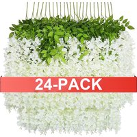 24PCS Artificial Wisteria Flowers Hanging Garland Fake Ivy Vine Flower String for Arch Wedding Party Home Room Decoration Flower image 4