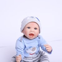 Rebirth Doll 3D High Skin Boy 20 inch Vinyl Body and Baby Doll Accessories Blue Clothing Toy, Suitable for Children Aged 3 and Above