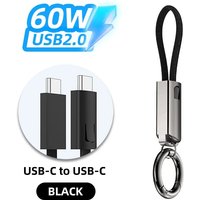 PD 60W Keychain USB C Cable Fast Charging Phone Charger Data Wire For Samsung Xiaomi Huawei Type C To Type C Quick Charge Cable