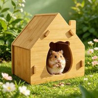 Hamster Hideout Wooden Shelter Warm Nest Cage Decor Habitat Accessory For Small Rodent Pet Indoor Resting Living Supplies